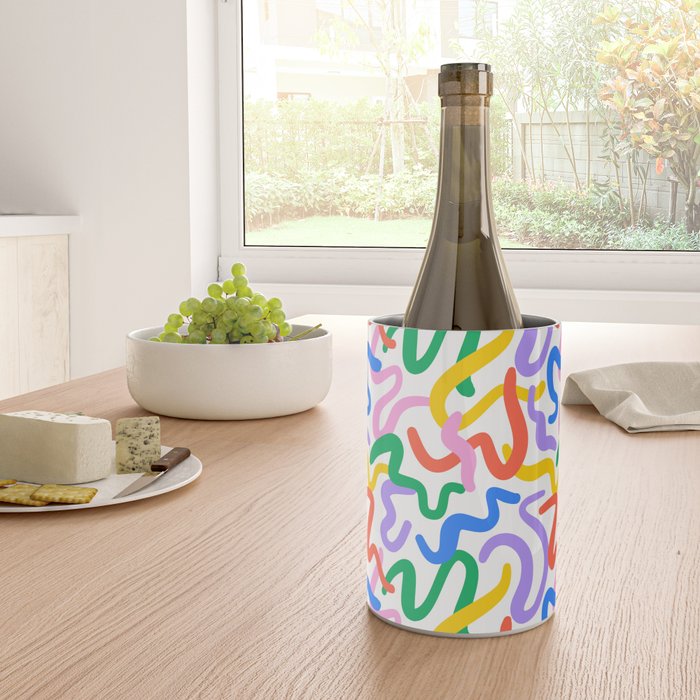 Fun colorful abstract line doodle pattern Wine Chiller Gallery Image 4