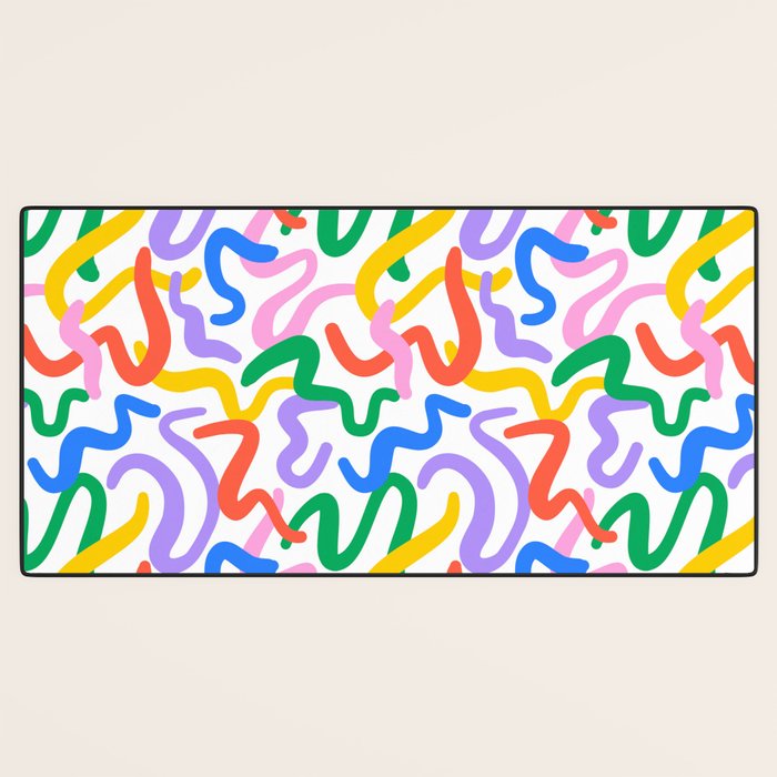 Fun colorful abstract line doodle pattern Desk Mat Gallery Image 3