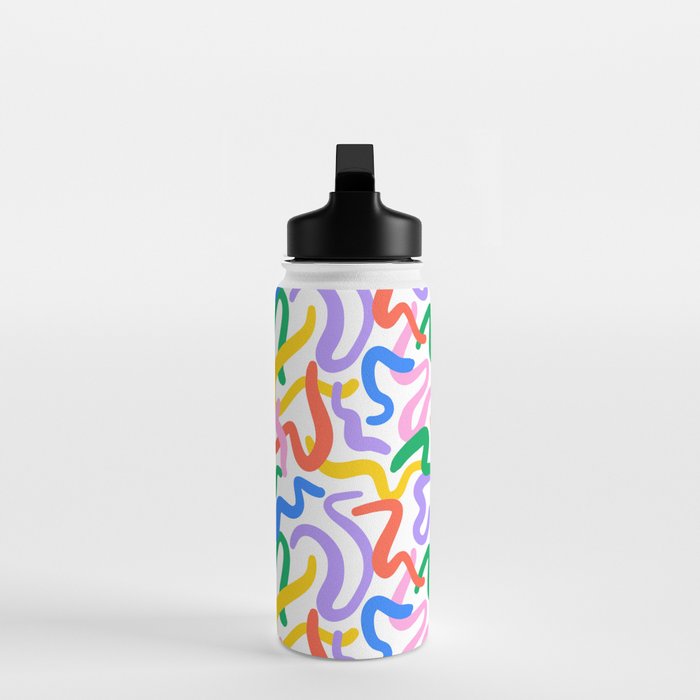 Fun colorful abstract line doodle pattern Water Bottle Gallery Image 3