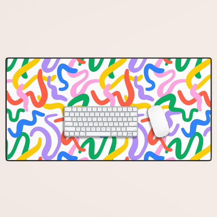 Fun colorful abstract line doodle pattern Desk Mat Gallery Image 1