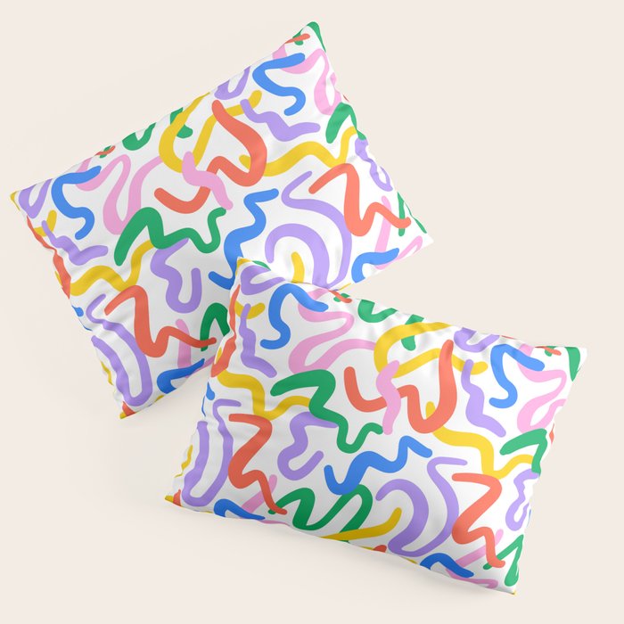 Fun colorful abstract line doodle pattern Pillow Sham Gallery Image 3
