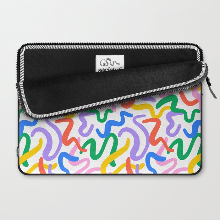 Fun colorful abstract line doodle pattern Laptop Sleeve Gallery Image 2