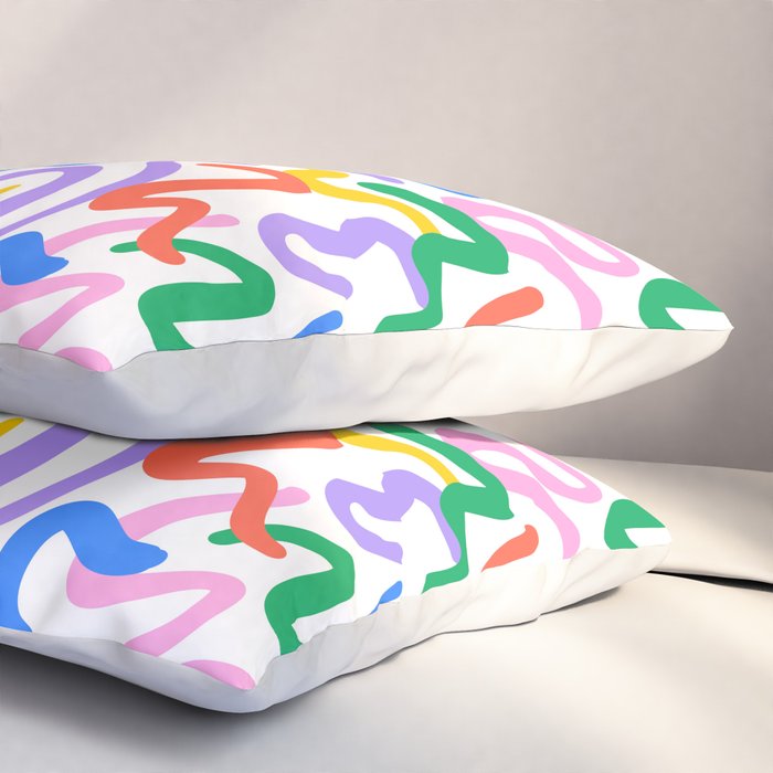 Fun colorful abstract line doodle pattern Pillow Sham Gallery Image 3