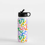 Fun colorful abstract line doodle pattern Water Bottle Gallery Image 1