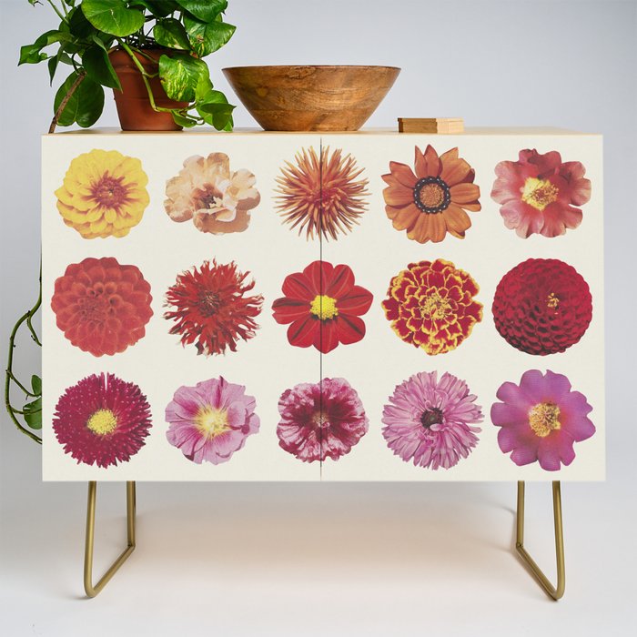Floral Palette / Beige Background Credenza Gallery Image 1