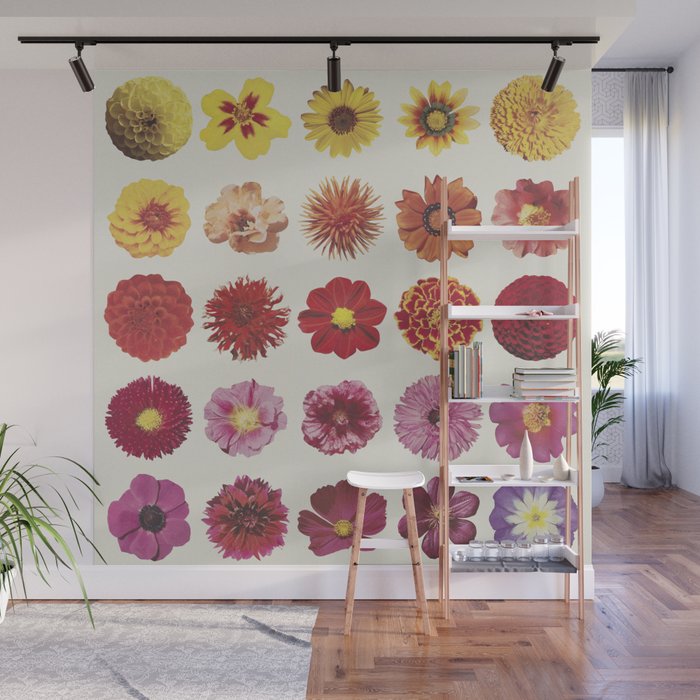 Floral Palette / Beige Background Wall Mural Gallery Image 1
