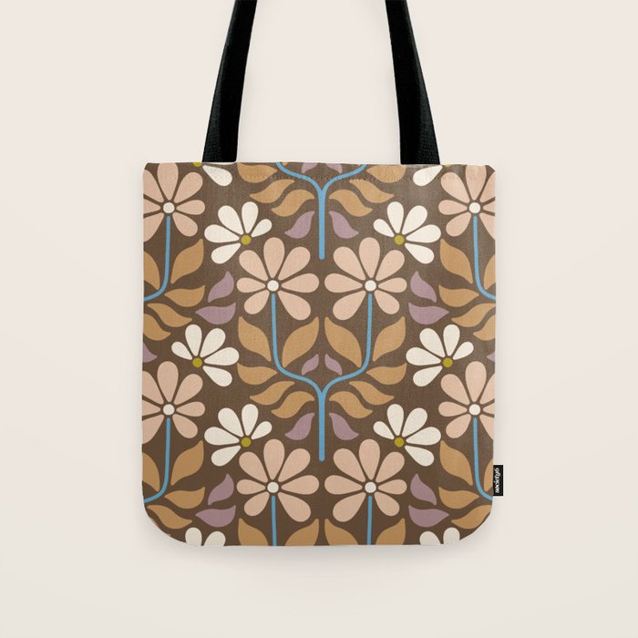 Retro Floral Pattern Bloom Tote Bag Gallery Image 1