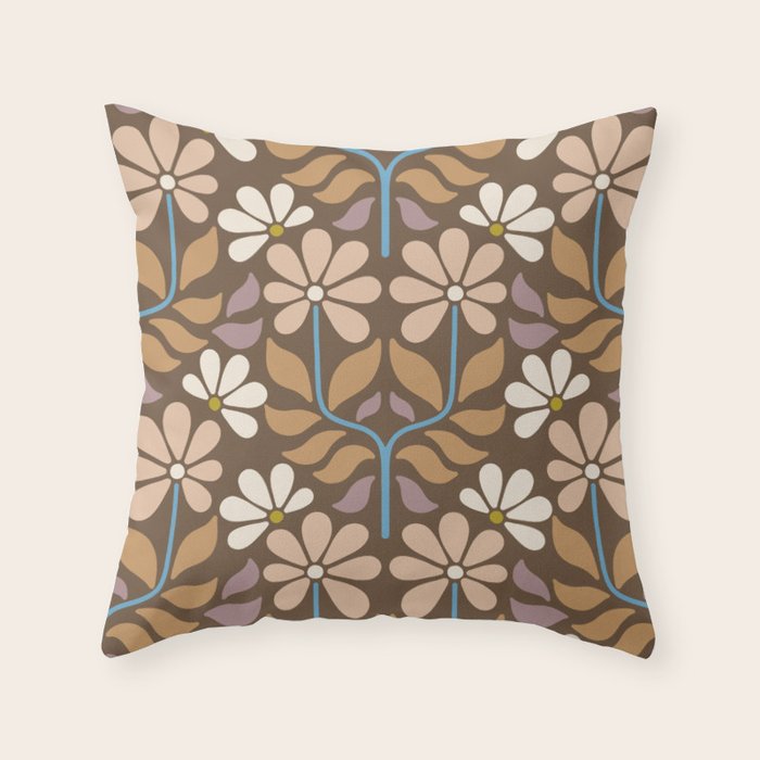 Retro Floral Pattern Bloom Throw Pillow Gallery Image 6