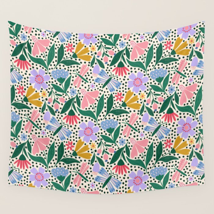 Summery Colorful Floral  Wall Tapestry Gallery Image 1