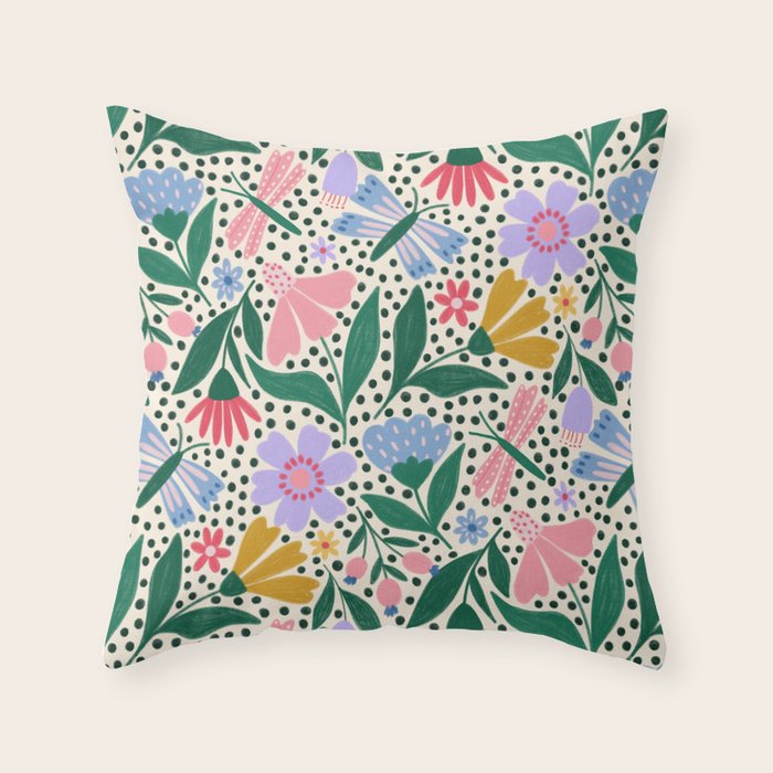 Summery Colorful Floral  Throw Pillow Gallery Image 6