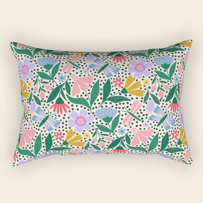Summery Colorful Floral  Rectangular Pillow Gallery Image 1