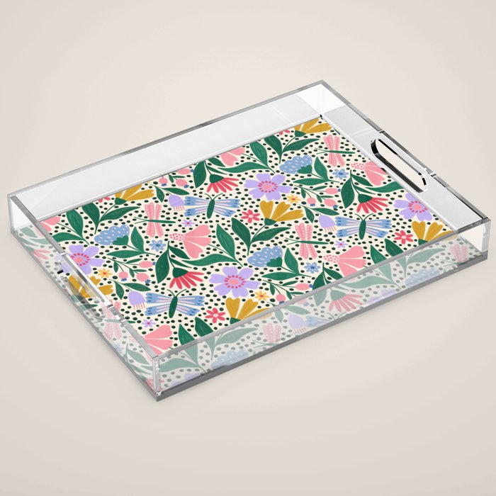 Summery Colorful Floral  Acrylic Tray Gallery Image 1