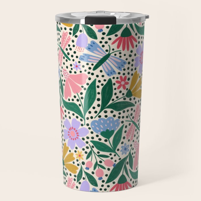 Summery Colorful Floral  Travel Mug Gallery Image 1