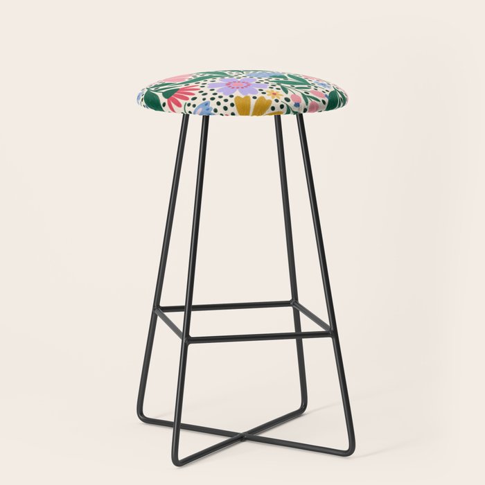 Summery Colorful Floral  Stool Gallery Image 1