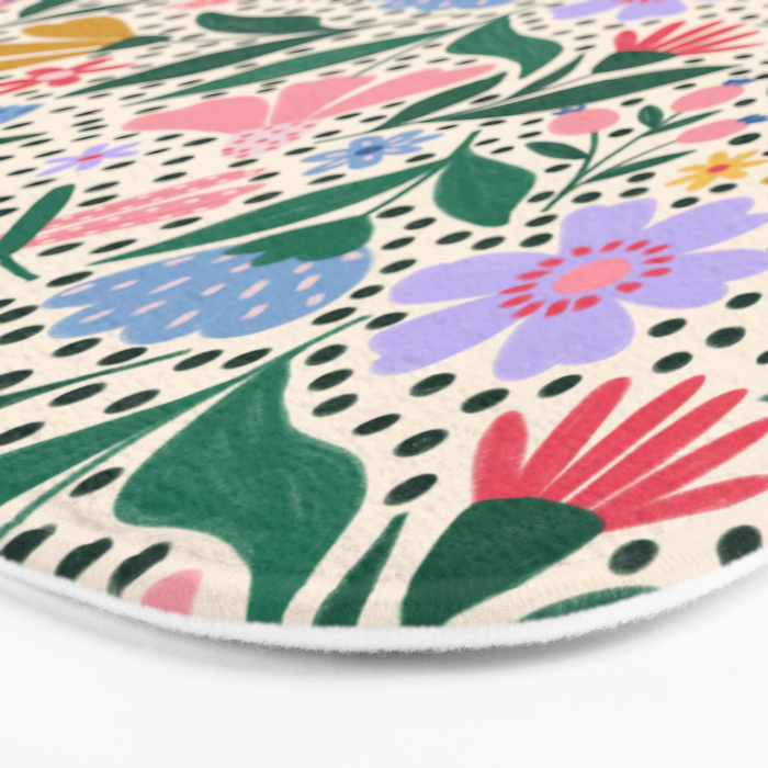 Summery Colorful Floral  Bath Mat Gallery Image 3