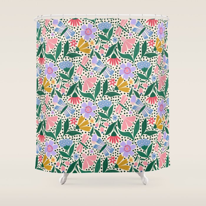 Summery Colorful Floral  Shower Curtain Gallery Image 1