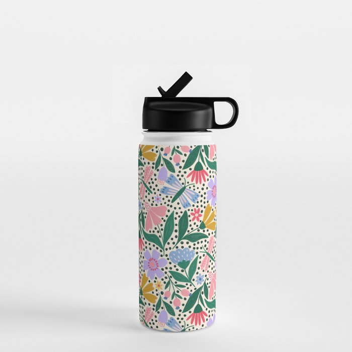 Summery Colorful Floral  Water Bottle Gallery Image 1