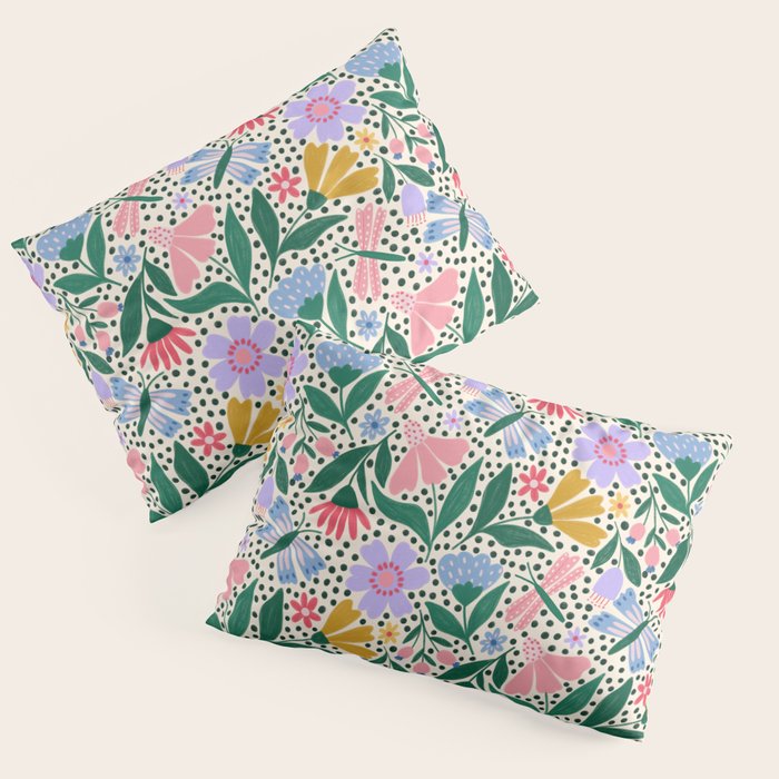 Summery Colorful Floral  Pillow Sham Gallery Image 3