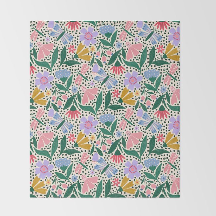 Summery Colorful Floral  Throw Blanket Gallery Image 2
