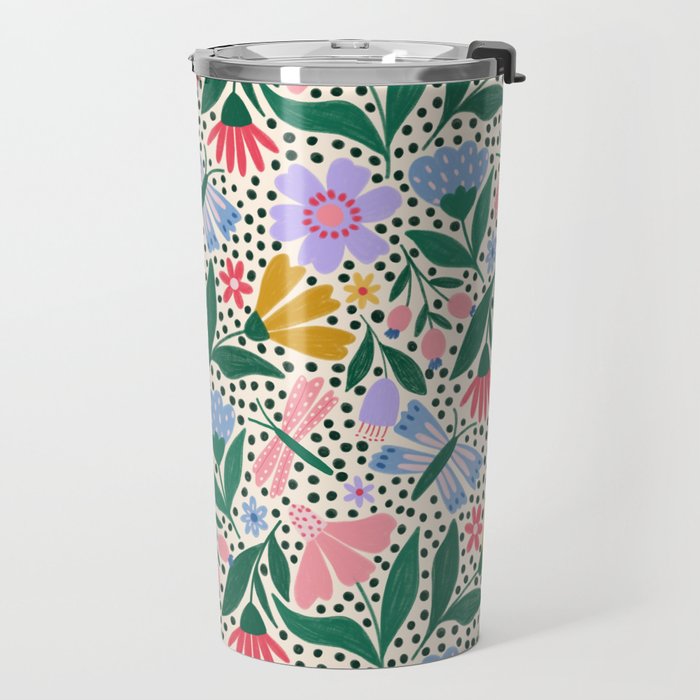 Summery Colorful Floral  Travel Mug Gallery Image 2