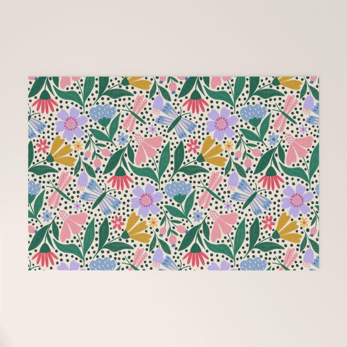Summery Colorful Floral  Welcome Mat Gallery Image 1
