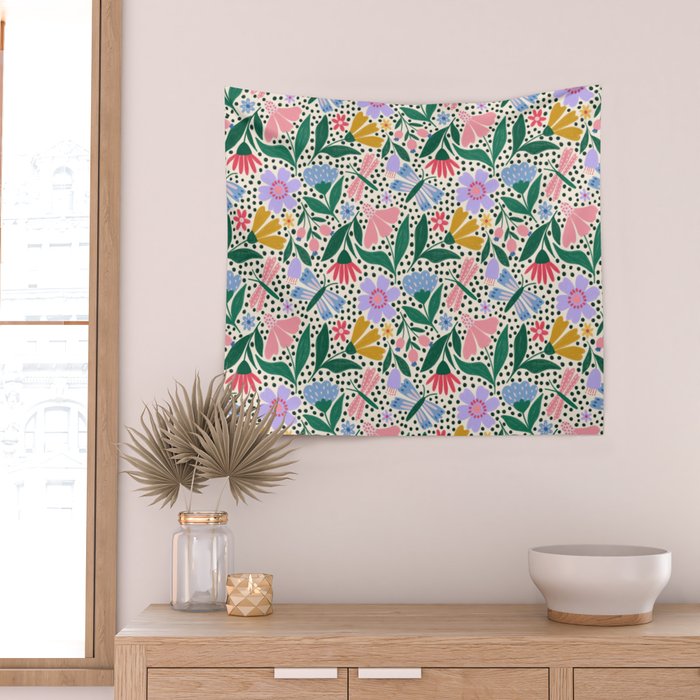 Summery Colorful Floral  Wall Tapestry Gallery Image 2