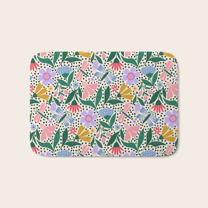 Summery Colorful Floral  Bath Mat Gallery Image 1