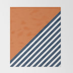Color Block & Stripes Geometric Print, Orange, Navy and White Throw Blanket Gallery Image 2