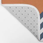 Color Block & Stripes Geometric Print, Orange, Navy and White Bath Mat Gallery Image 2