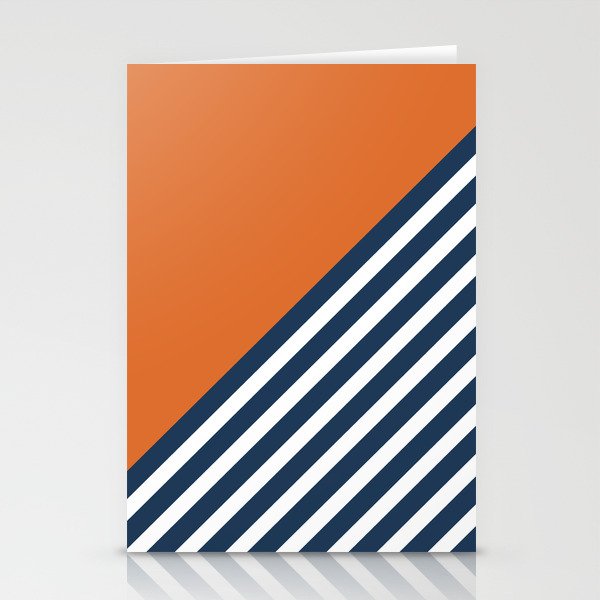 Color Block & Stripes Geometric Print, Orange, Navy and White Stationery Card Gallery Image 2