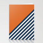 Color Block & Stripes Geometric Print, Orange, Navy and White Stationery Card Gallery Image 2