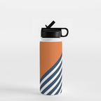 Color Block & Stripes Geometric Print, Orange, Navy and White Water Bottle Gallery Image 1
