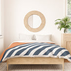 Color Block & Stripes Geometric Print, Orange, Navy and White Duvet Cover Gallery Image 3