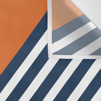 Color Block & Stripes Geometric Print, Orange, Navy and White Wall Tapestry Gallery Image 3