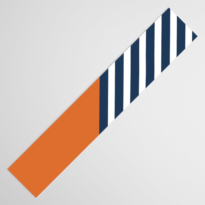 Color Block & Stripes Geometric Print, Orange, Navy and White Table Runner Gallery Image 3