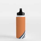 Color Block & Stripes Geometric Print, Orange, Navy and White Water Bottle Gallery Image 3