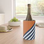 Color Block & Stripes Geometric Print, Orange, Navy and White Wine Chiller Gallery Image 4
