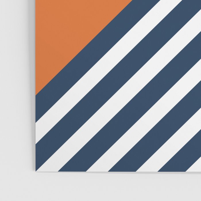 Color Block & Stripes Geometric Print, Orange, Navy and White Poster Gallery Image 3