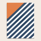 Color Block & Stripes Geometric Print, Orange, Navy and White Notebook Gallery Image 4