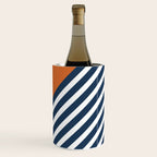 Color Block & Stripes Geometric Print, Orange, Navy and White Wine Chiller Gallery Image 3