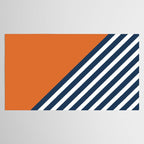 Color Block & Stripes Geometric Print, Orange, Navy and White Tablecloth Gallery Image 2