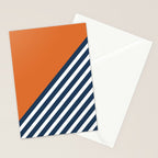 Color Block & Stripes Geometric Print, Orange, Navy and White Stationery Card Gallery Image 2