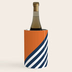 Color Block & Stripes Geometric Print, Orange, Navy and White Wine Chiller Gallery Image 1
