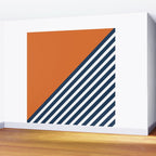 Color Block & Stripes Geometric Print, Orange, Navy and White Wall Mural Gallery Image 2