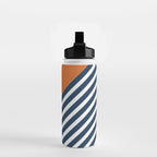 Color Block & Stripes Geometric Print, Orange, Navy and White Water Bottle Gallery Image 2