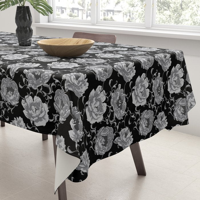 Goth Romantic Vintage Peonies Tablecloth Gallery Image 3