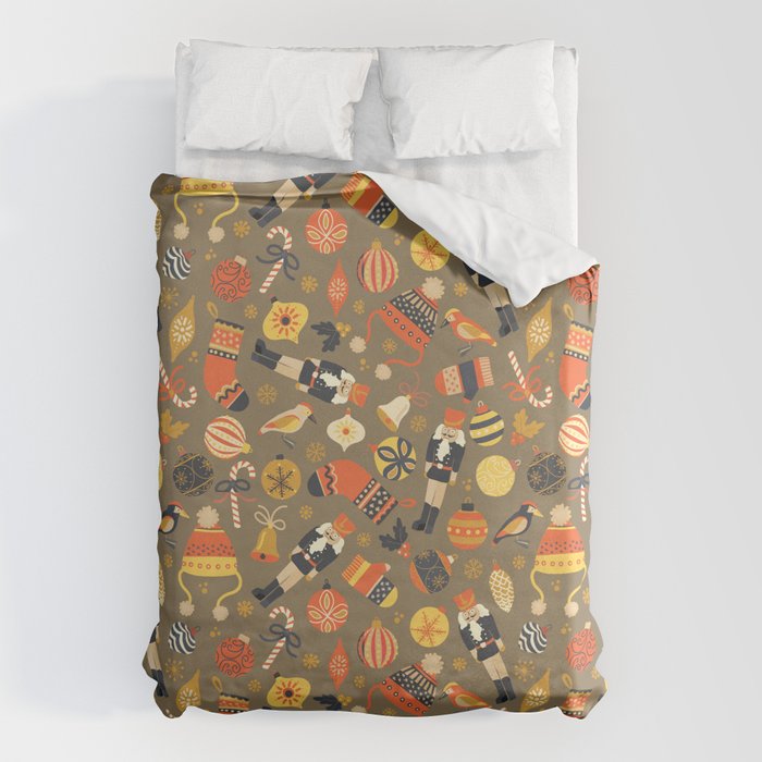 Christmas Vintage Ornaments Duvet Cover Gallery Image 6