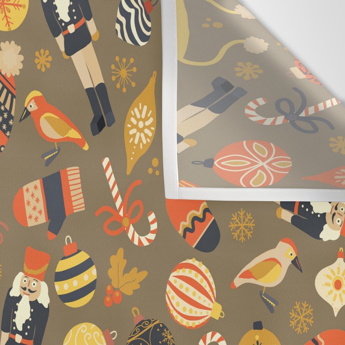 Christmas Vintage Ornaments Wall Tapestry Gallery Image 3