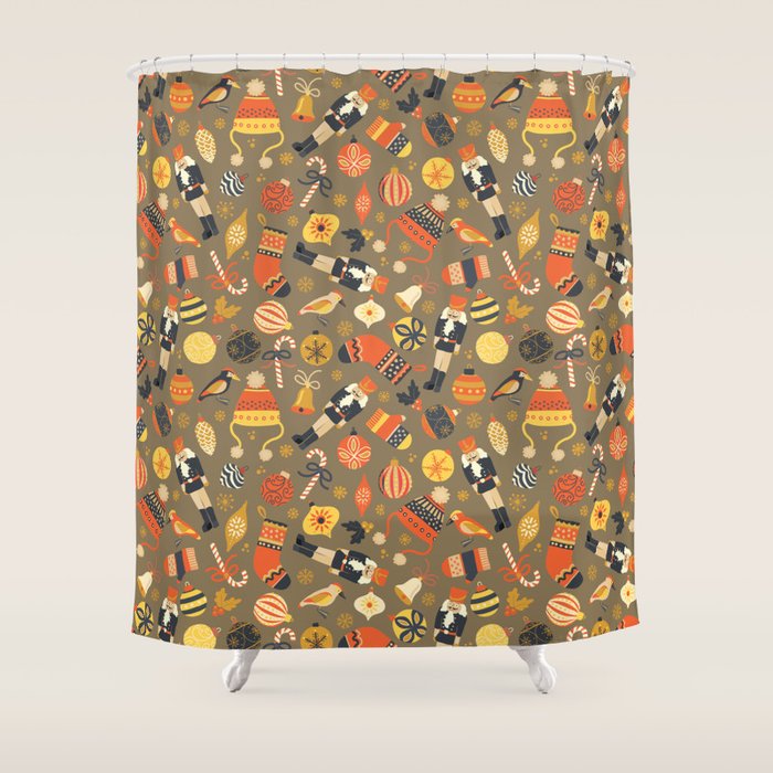 Christmas Vintage Ornaments Shower Curtain Gallery Image 1