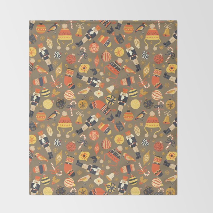 Christmas Vintage Ornaments Throw Blanket Gallery Image 2